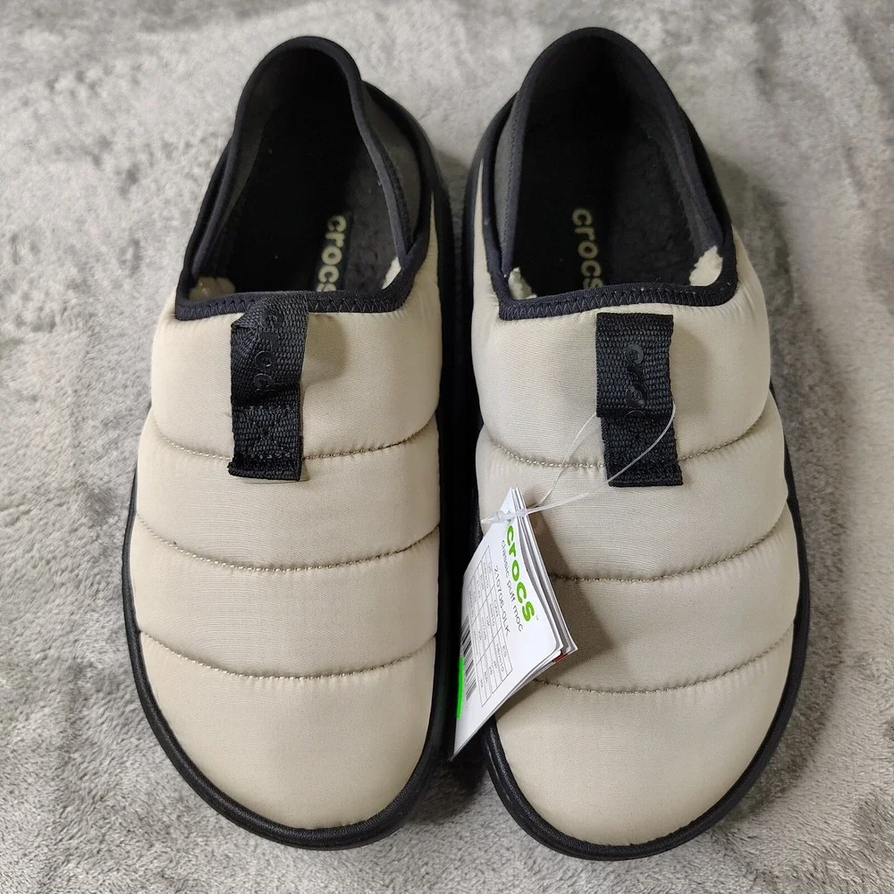 Crocs Classic Puff Moc Slippers Mens 8 Wmns 10 Moth Fleece Lined‎ Casual Comfort